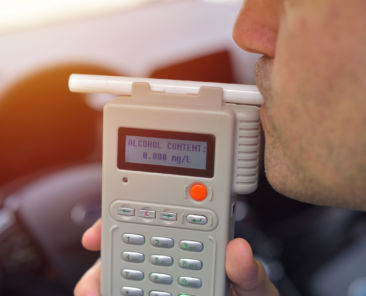 Driver due to being subject to test for alcohol content with use of breathalyzer
